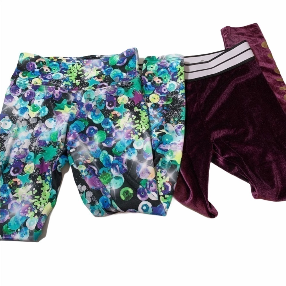 New Justice leggings lot of 2 pairs velour size 8